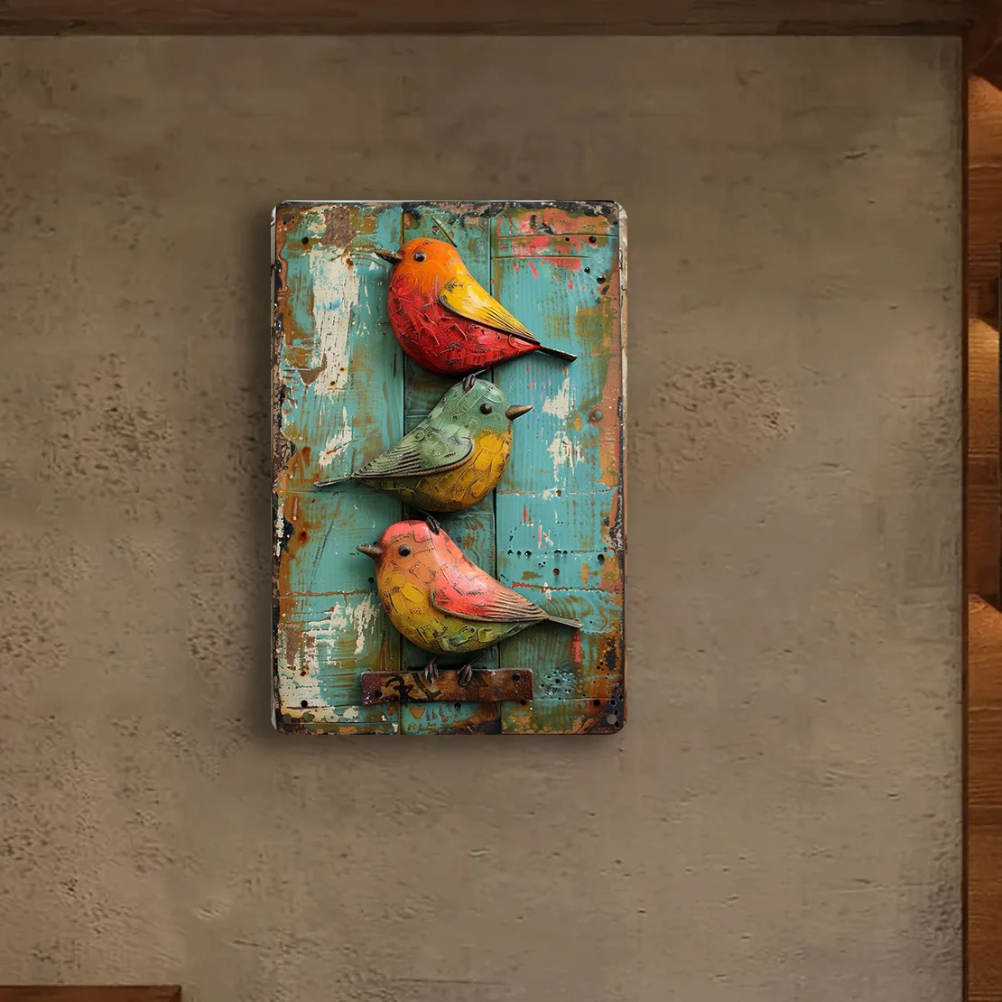 1PC Vintage โลโก้ดีบุกสีน้ํา Bird Wall ตกแต่งน่ารักตกแต่งนกเนอสเซอรี่สัตว์ Home Bar Board Wall ตกแต่ง