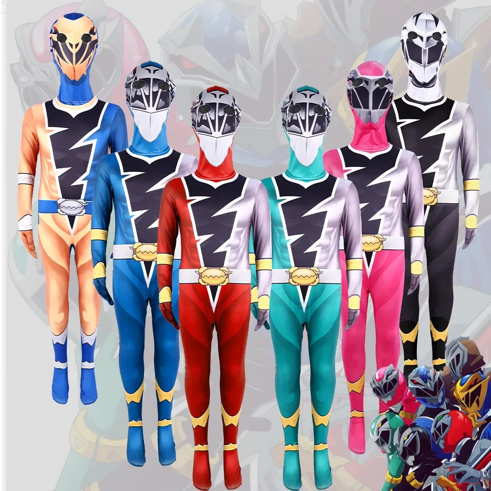 Volwassen Kids Power-Morpher Superheld Samurai Sentai Shinkenger Rangers Cosplay Fantasia Halloween Kostuum Masker    Meisjes