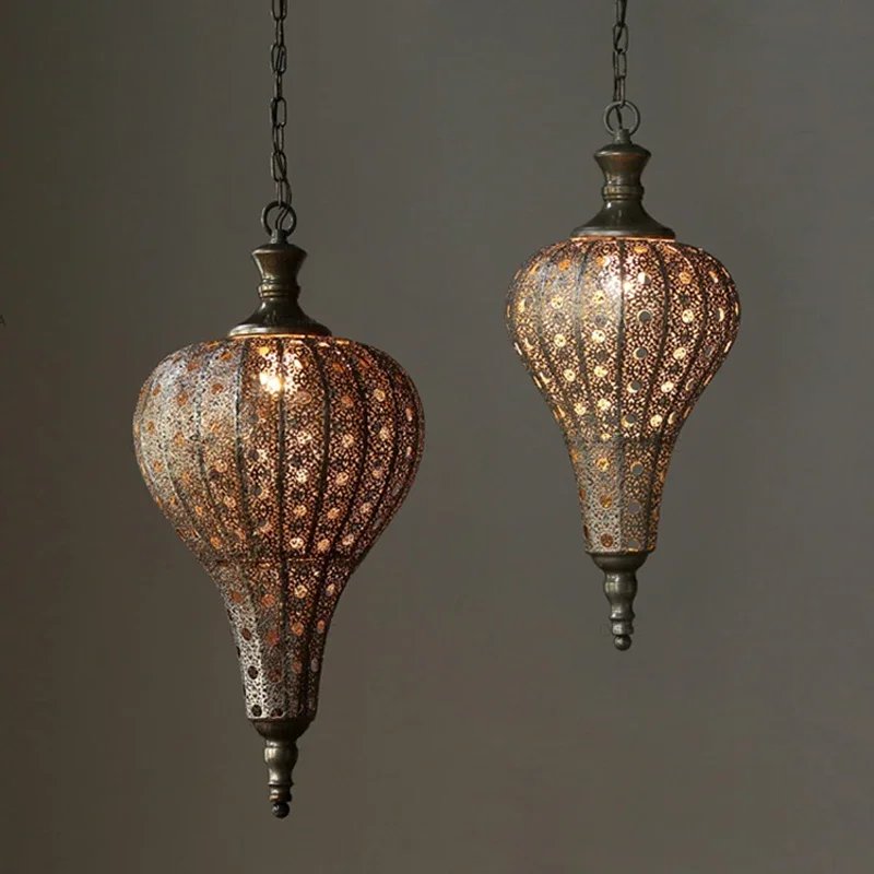 Art Lighting Cafe Restaurant LED Lighting Industrial Wind Creative Lantern Chandelier Retro Nostalgic Home Decorative Pendant
