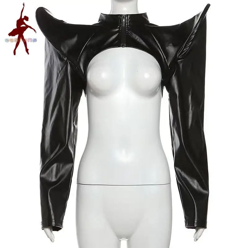 

Женские куртки из искусственной кожи в стиле Y2K, черные, модные, в стиле панк, с длинными рукавами, на молнии, укороченные, в стиле хипстер, Харадзюку, стимпанк, мини, уличная мода