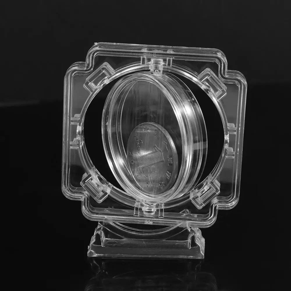 Durable Rotatable Coin Display Case Floating Portable Coin Container Box Clear Acrylic 3D Coin Protector Sleeves Home Decoration