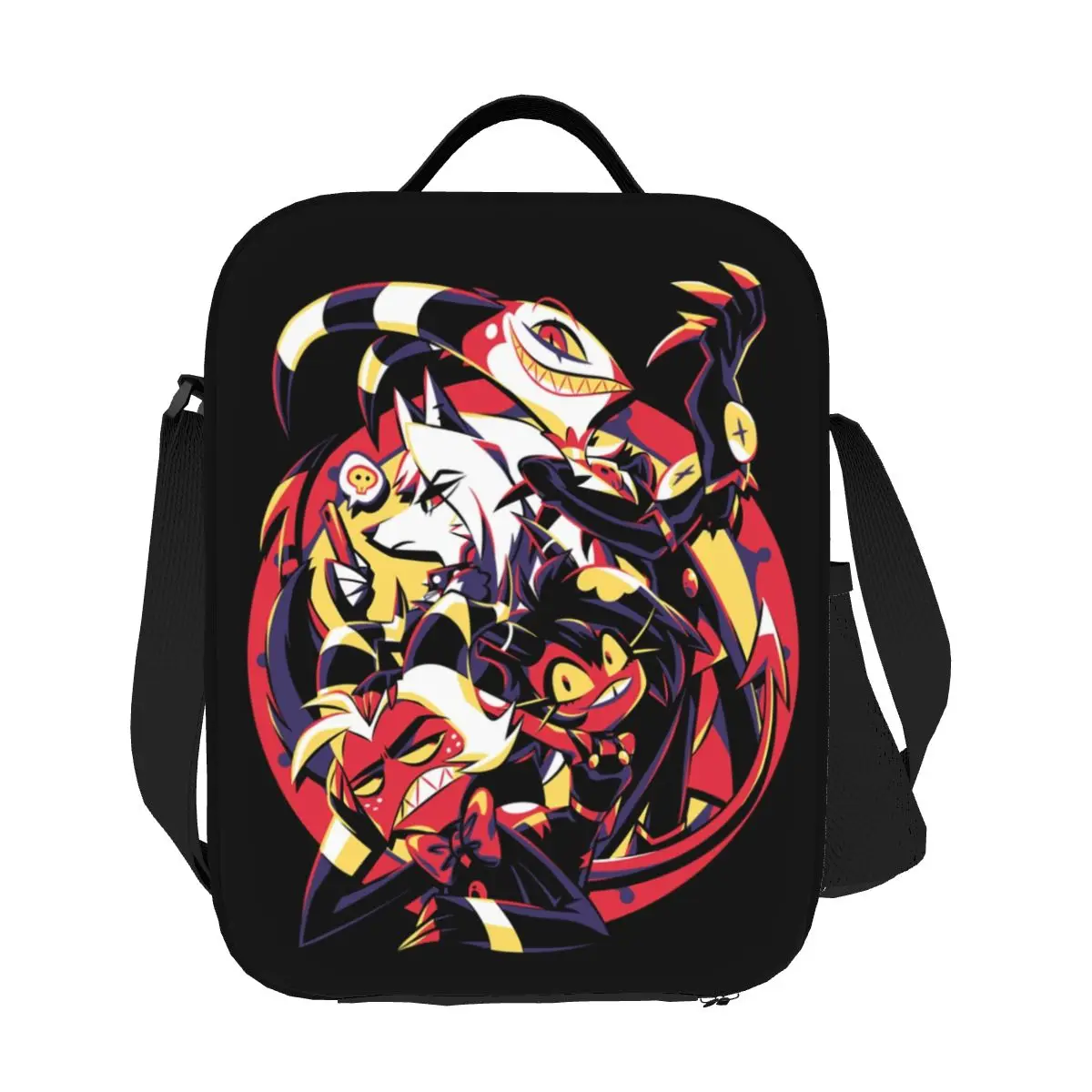 

Custom Funny Cartoon Comics Tv Helluva Boss Insulated Lunch Bag for Women Cooler Thermal Lunch Tote Beach Camping Travel