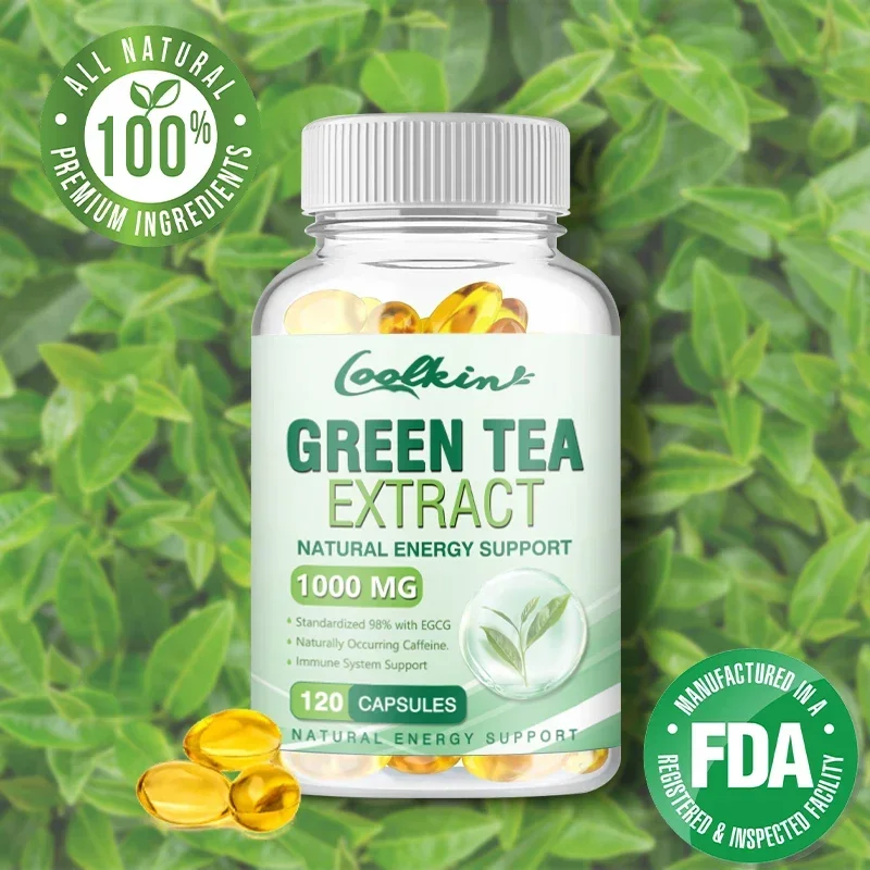 

Green Tea Extract Capsules 1000 mg, natural energy support, imported from the United States