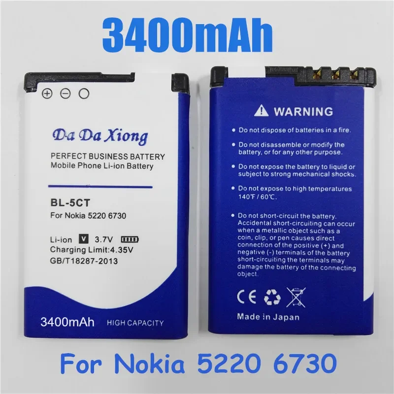 3400mAh BL5CT BL-5CT BL 5CT Li-ion Phone Battery For Nokia 5220 C3-01 C6-01 6730c C5 C5-00 6303C/5220XM