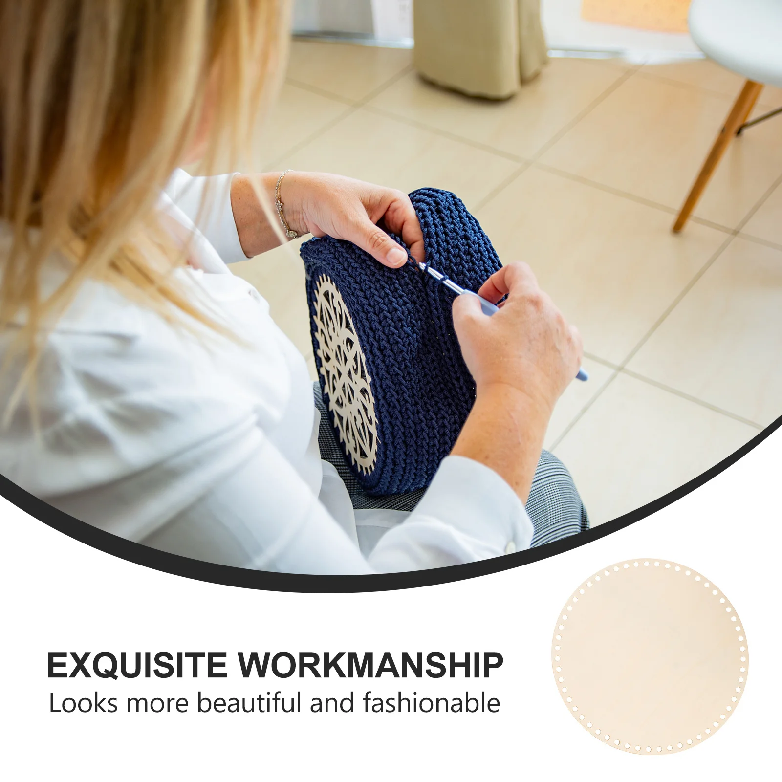 

5pcs Round Cross Stitch Wooden Baskets DIY Crochet Base Bottom Unfinished Weaving Supplies Thick Yarn Large Hole Easy Paint