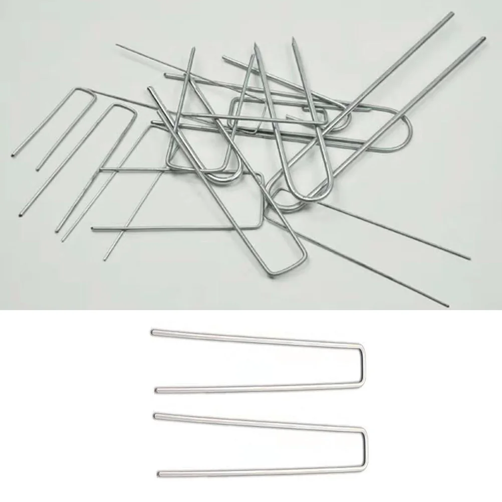 50 Pcs Ground Nails Metal Pegs Garden Stakes Barrier Fixing U-shaped Landscaping