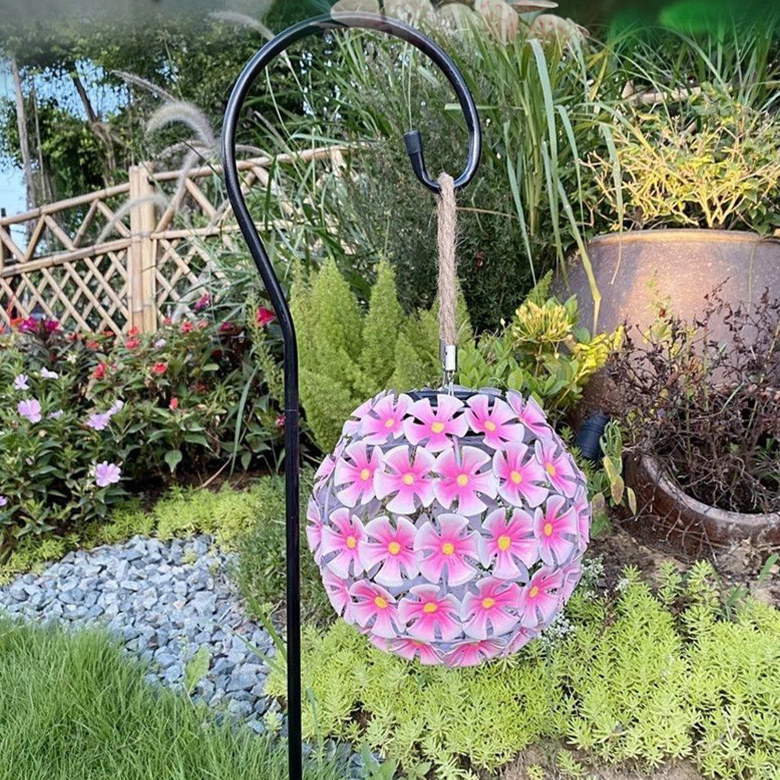 

Colorful Solar Mosaic Lantern Waterproof Outdoor Hanging Light Flower Hanging Solar Lantern for Patio Garden Yard Home Decor