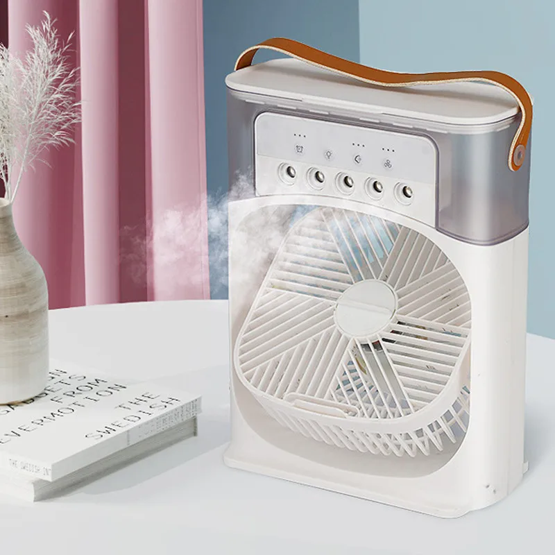 3in1 Fan Humidifier Atmosphere Light Portable Mini Humidifier Refrigerator Air Cooler Connected to Large Capacity Water Tank Pow
