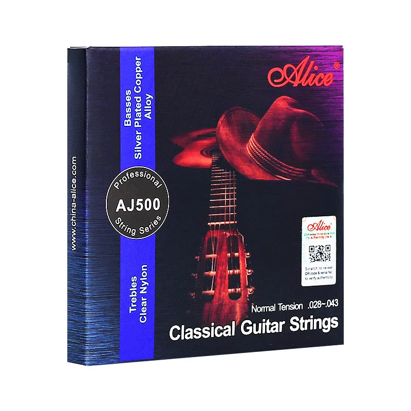 Alice Classical Guitar Strings AJ500 028-043 Nylon Silver Jacketed Wire Vacuum Packaging Nano Coating Parts