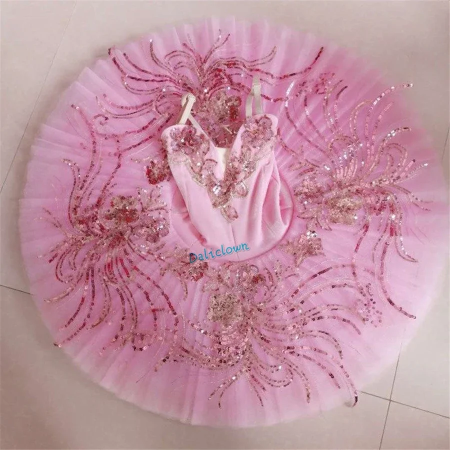 Pailletten profession elle Ballett Tutu erwachsene Kinder Schwan See Ballerina Tanz Kostüm Pfannkuchen Tutu blau rosa Ballett Kleid Mädchen Frauen