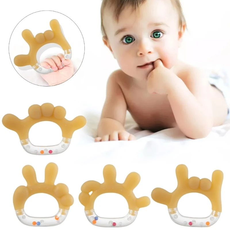 Baby Rattle Toy for Newborn Baby Teether Rattle for Sensory Development Chewing Shaking & Grasping Toy Different Gesture