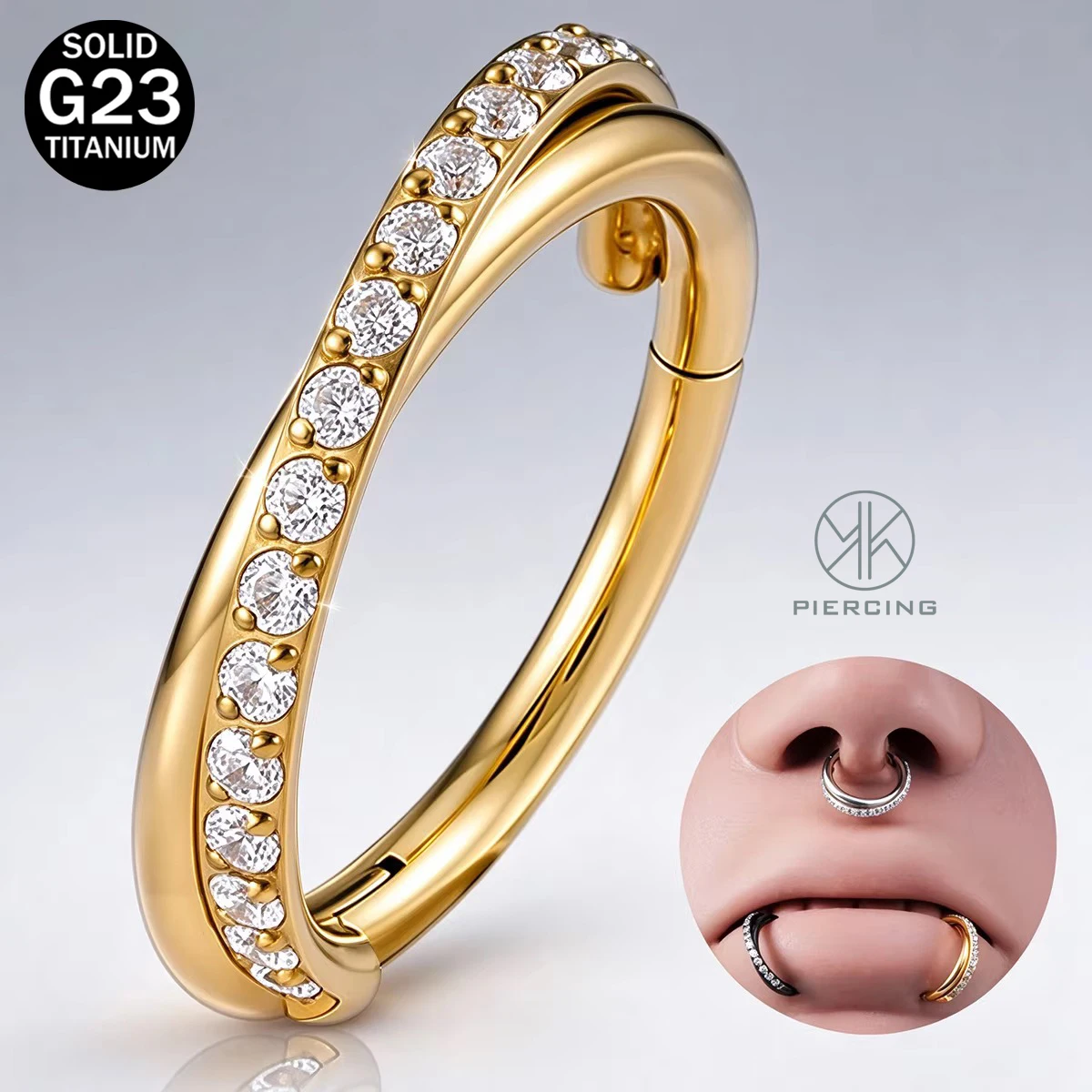 1pc G23 TItanium Double Hoop Illusion Hinged Septum Piercing Ring Cartilage Tragus Daith Helix Piercing Earrings 16G