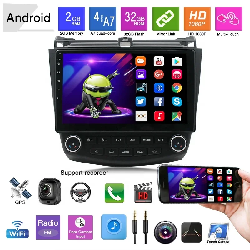 10.1 Inch Manual Stereo Media Music Touch Screen Multimedia Radio Mp5 Car Player for 7th Gen Honda Accord