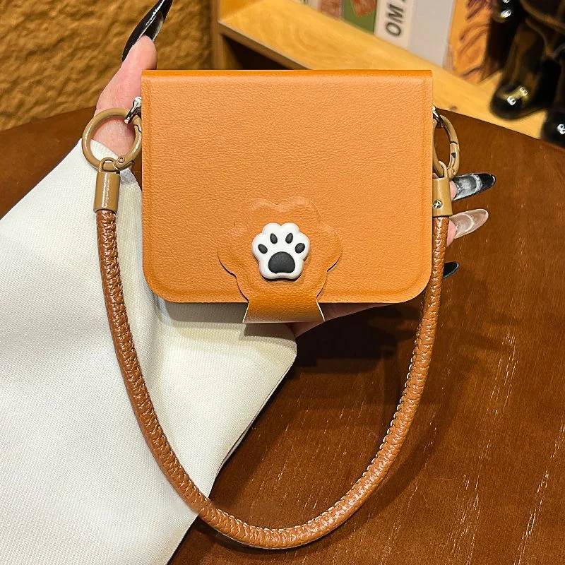 

Cute Notebook Case for Samsung Z Flip7 zflip6 zflip5 Leather Case for Xiaomi MIX Flip/Honor Magic V Flip Cover Lichee Pattern