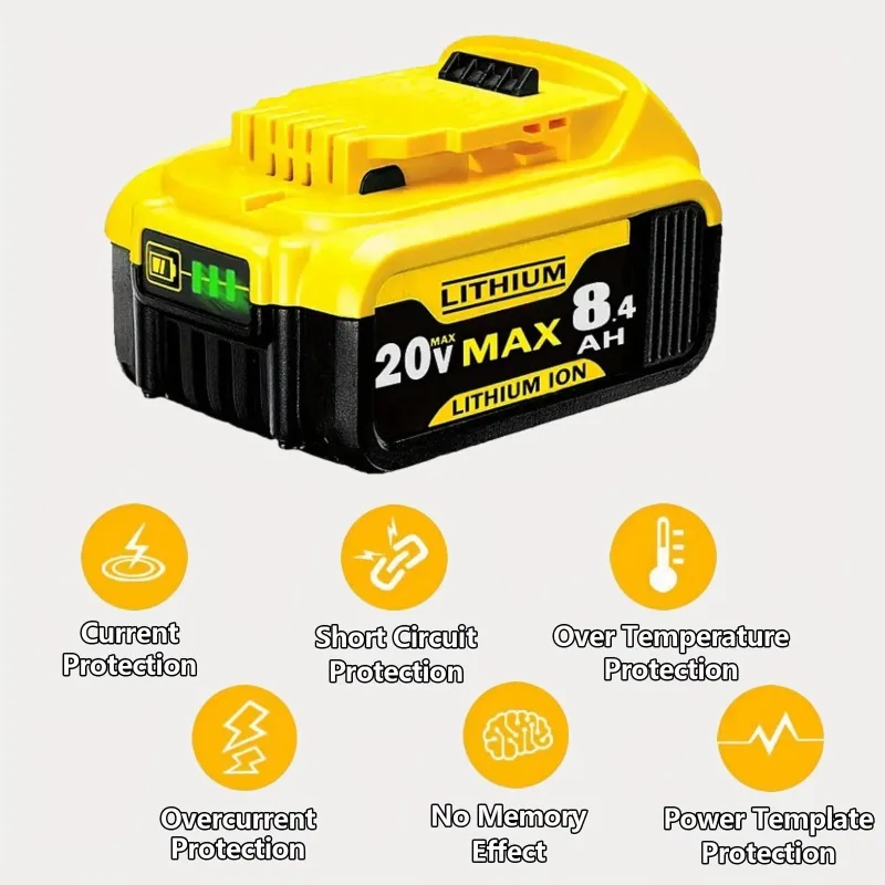 

Dulwich 20V Max 8.4Ah Lithium Replacement Battery, DCB205 Hand Drill Power Tool 18650 Lithium Battery Power Battery