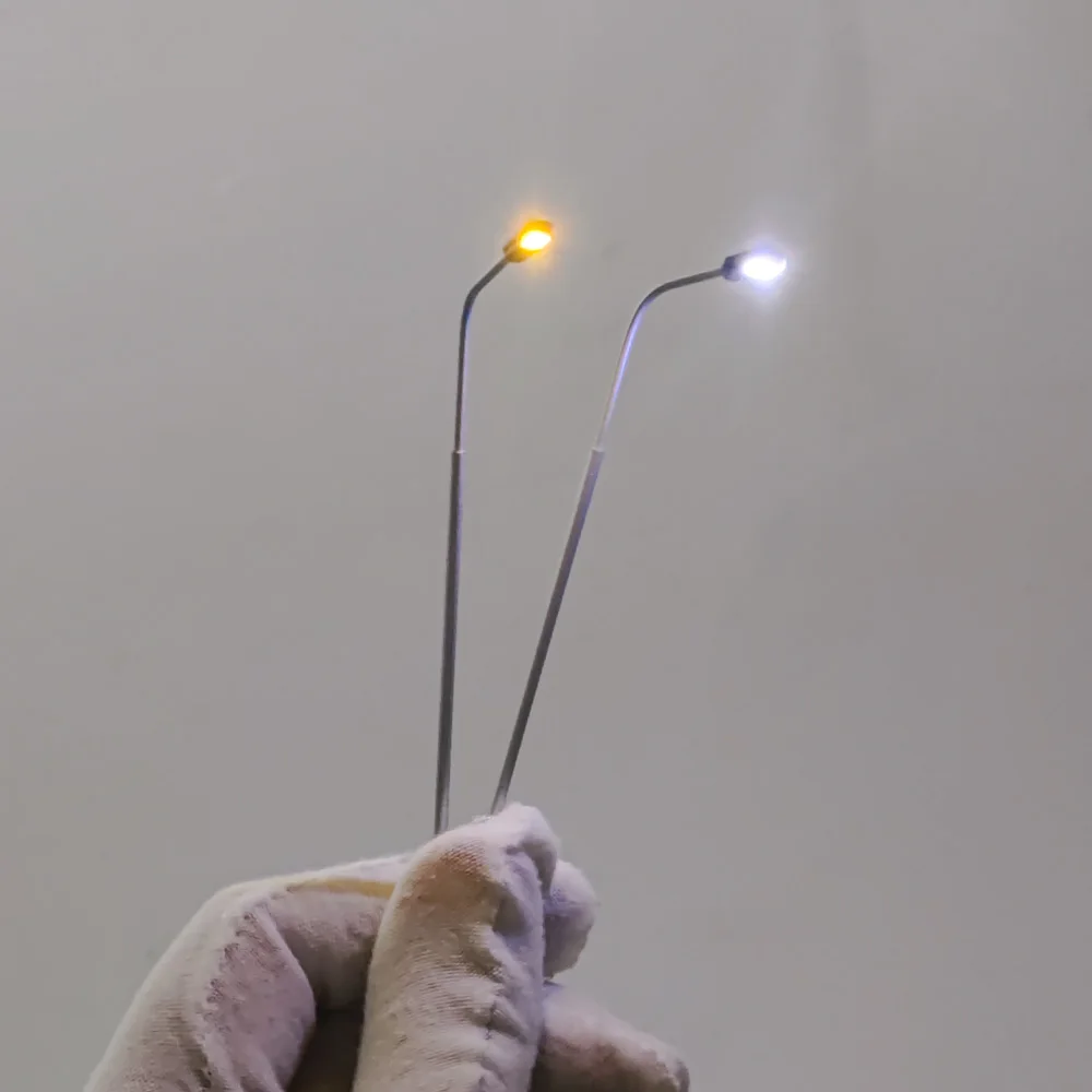 미니어처 3V 가로등 모델 스케일 1:100-1:500 금속 조명, 호 기차 빌딩 장면 레이아웃 재료 디오라마 키트, 10 개