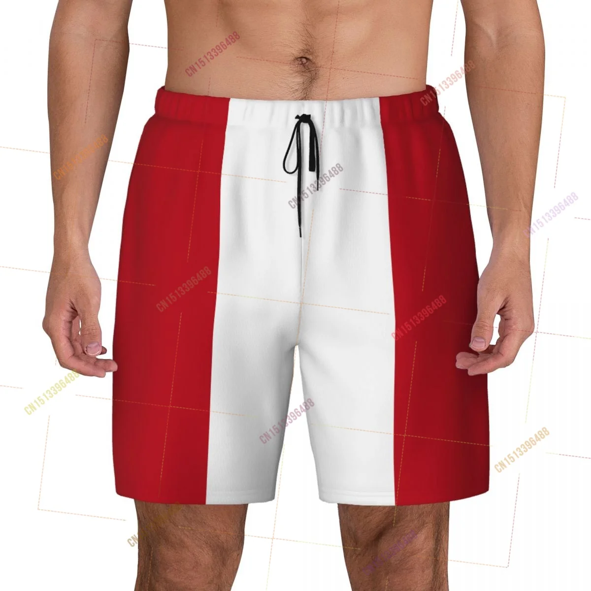 2026 PERU Flag Top Print 3D Mens Swimming Trunks Hawaiian Bathing Beach 2 in 1 Quick-Dry Summer Swim Shorts With Pockets