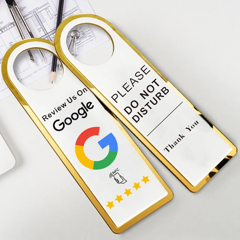 Google Reviews NFC Door Hanger Sign, Double Sided, Ideal for using in any places like Offices, Clinics, Hotels