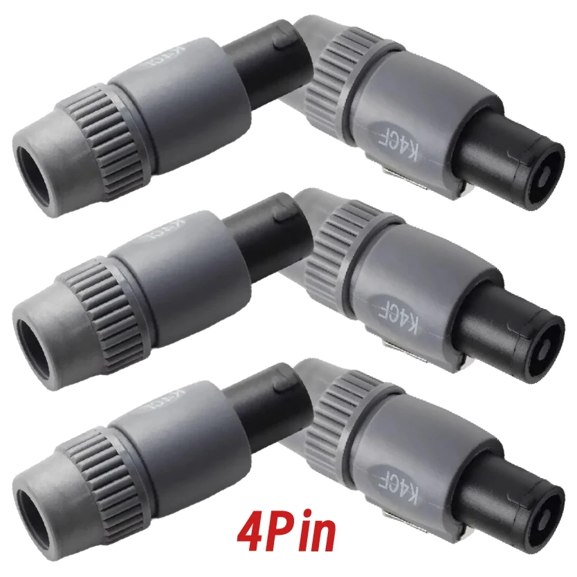 

5Pcs NL4FC Speakon Plug 4 Pin Grey Cable XLR Connector with Locking Ring for Speaker Systems