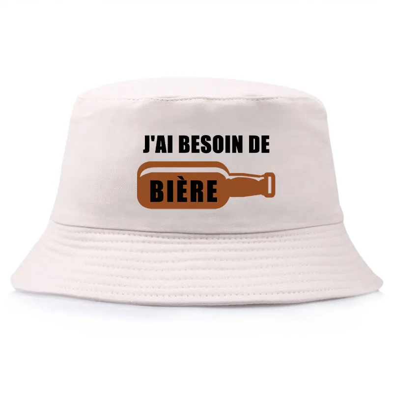 J'ai Besoin De Bière Patter Print Reversible Bucket Hat Woman Man Outdoor Summer Sun Beach Fisherman Cap Boy Daily Visor Cap Bob