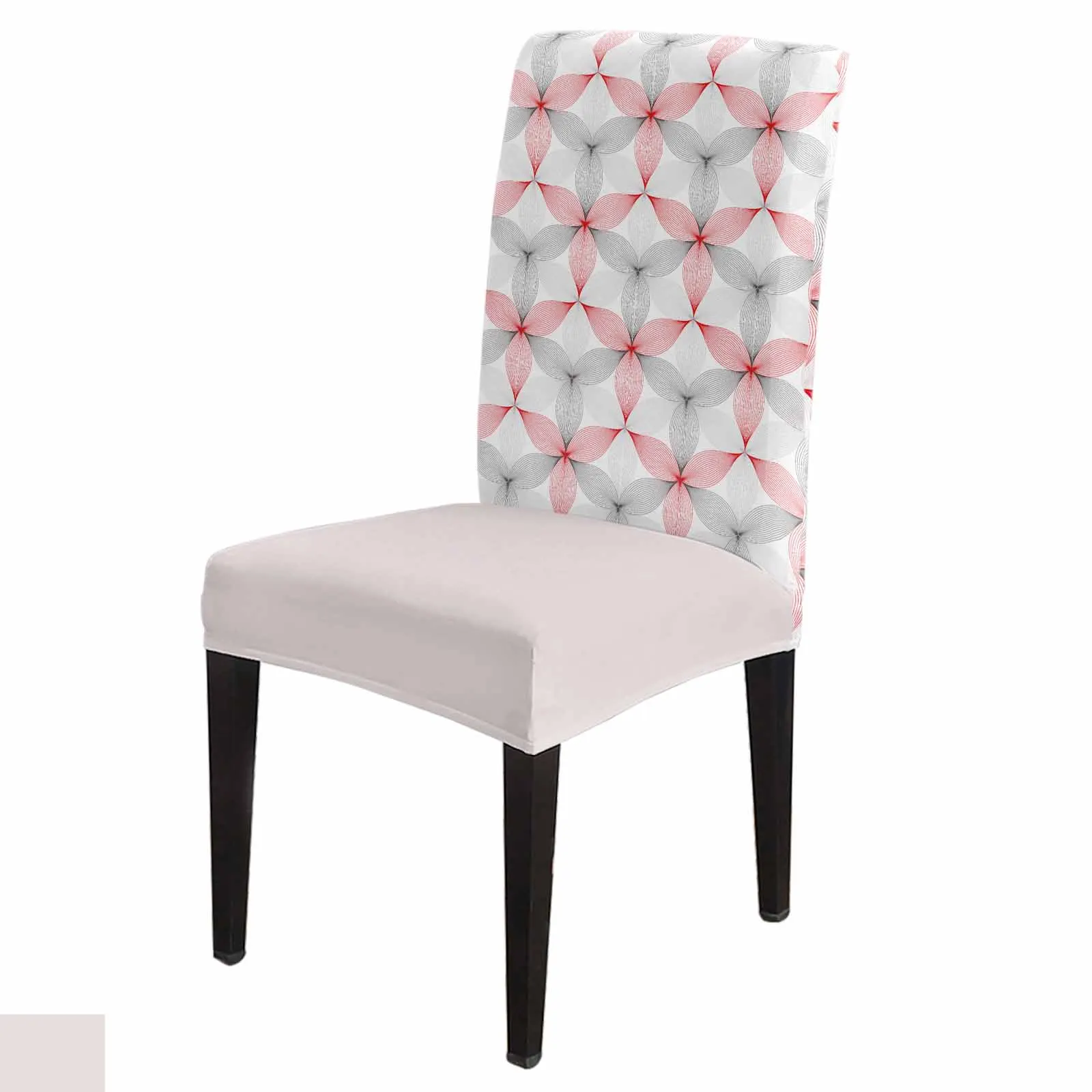 

Modern Art Geometric Pattern Red Dining Chair Covers Spandex Stretch Seat Cover for Wedding Kitchen Banquet Party Seat Case