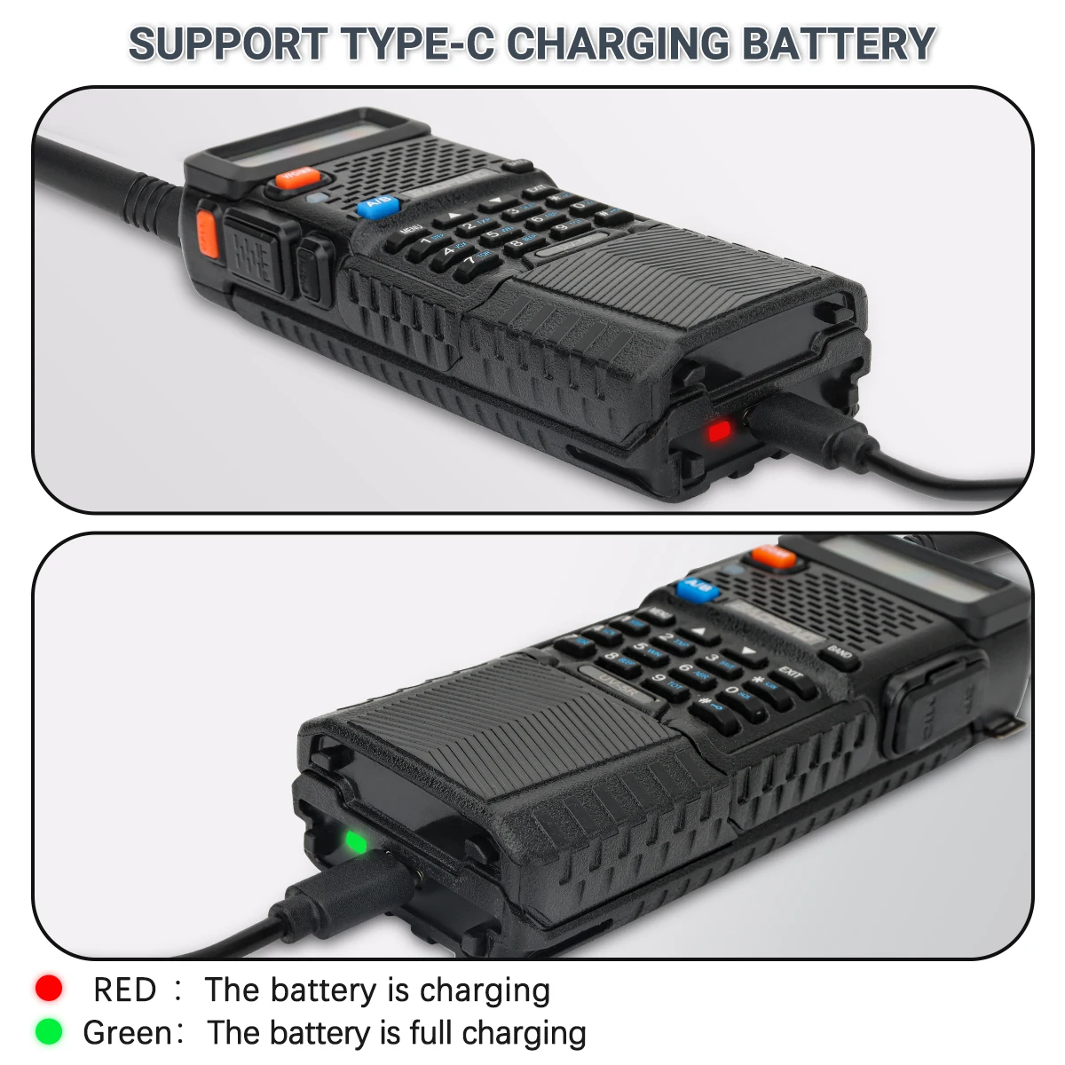 BOOFENG-トランシーバー用の充電式バッテリー,オリジナルのUV-5Rタイプc,3800 mAh,f8hp uv5r UV-5RE UV-5RA 5rl 5rbグラデーション