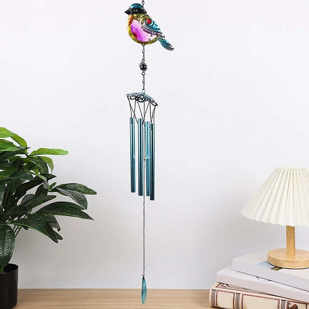 

Compact Wind Chime Hanging Decor Bird Statue Pendant for Balcony Garden Yard Creative Glass Wind Bell Outdoor Ornament