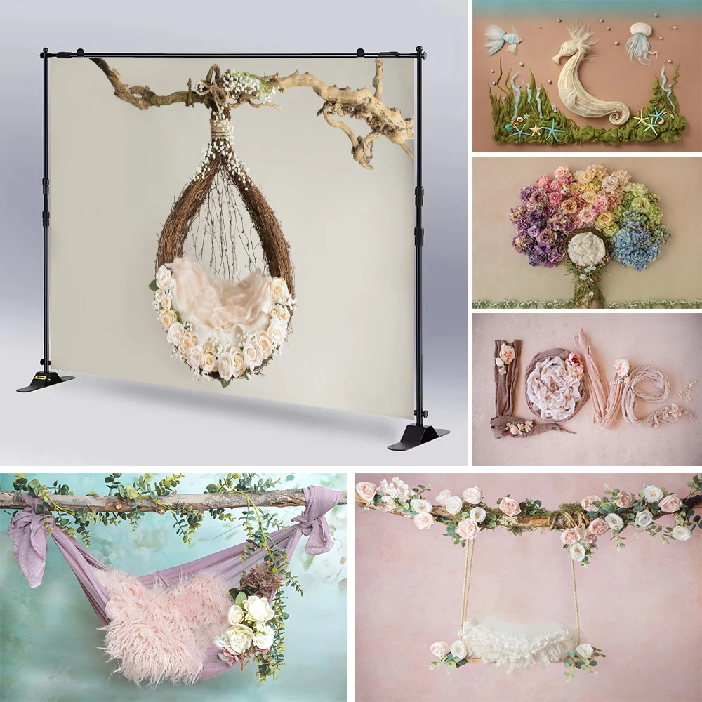 

Newborn Baby Shower Backdrop Flower Leaves Sleeping Tree Girls Birthday Party Hundred Days Baby Portrait Photography Background