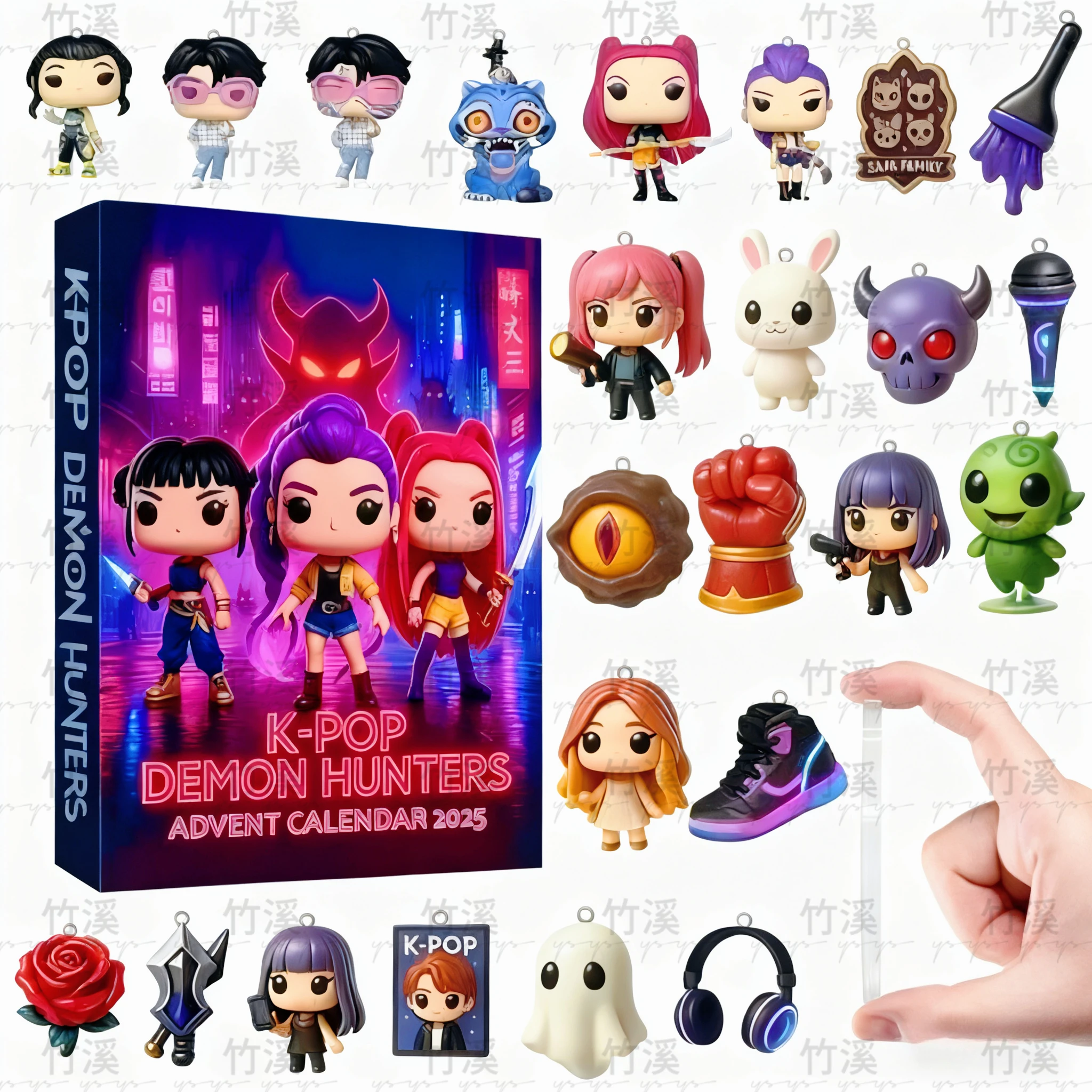 Kpop Demon Hunters Adventskalender Blind Box Speelgoedset - Huntrix, Rumi, Zoey, SAJA, Derpy Tiger Kerstmis Nieuwjaar Cadeau