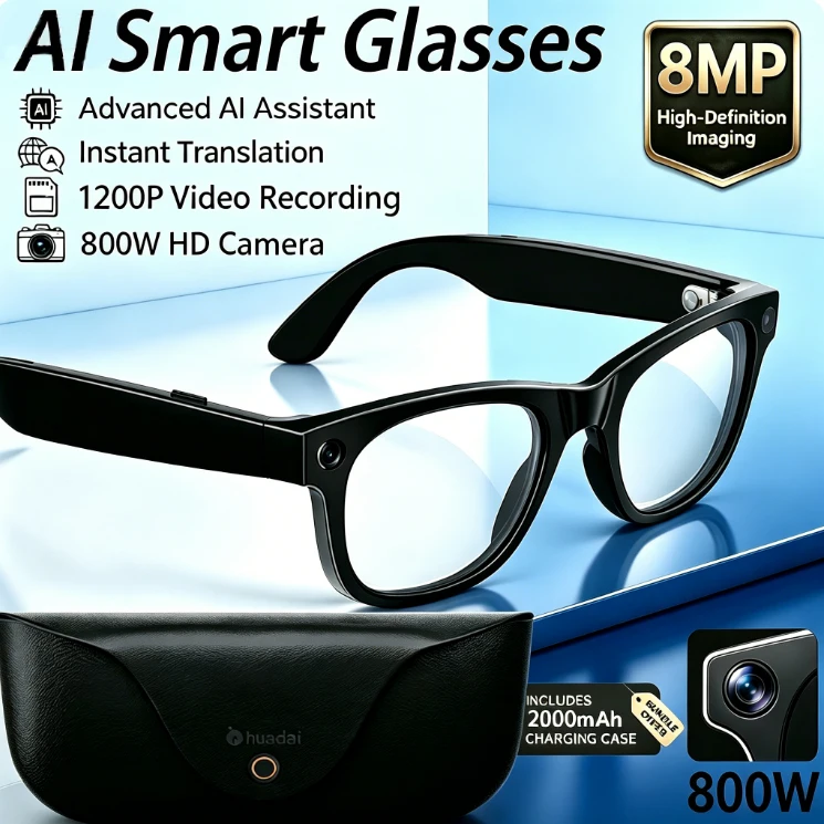 2026 MT5 Mini Smart Glasses 8MP HD Camera AI Voice Assistant Audio Video Recording Online Call Translation Intelligent Eyewear