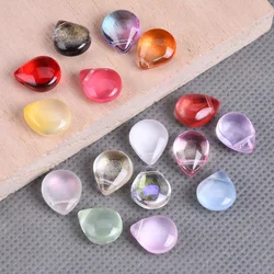 10pcs Flat Teardrop Shape 10x12mm Lampwork Crystal Glass Loose Pendants Beads Lot For Jewelry Making DIY Crafts Findings