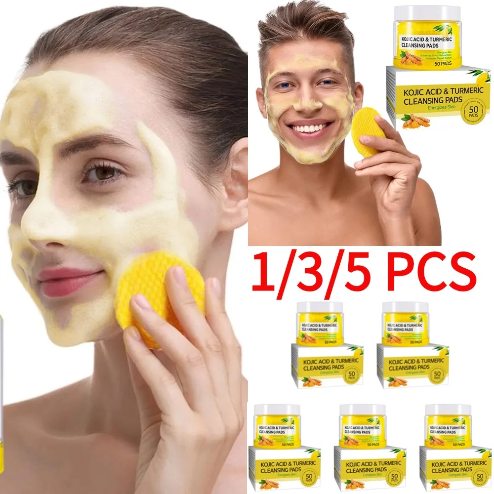 50-250 Uds almohadillas de limpieza de cúrcuma de ácido kójico curcuma longa raíz esponjas faciales almohadillas exfoliantes limpieza diaria cuidado de la piel