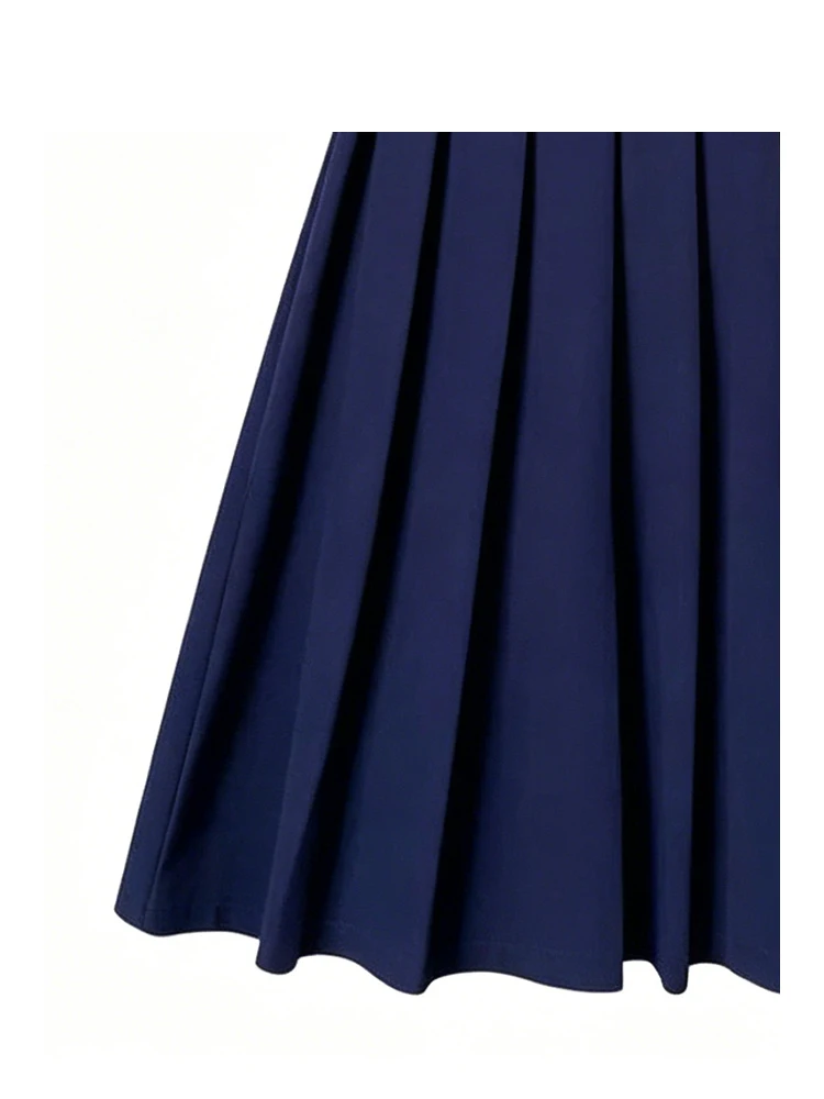 CaraCLUB plus Size Summer Short Sleeve Dress Women's College Style Frock Casual Polyester Fiber  Collar Slimming Skirt view 4