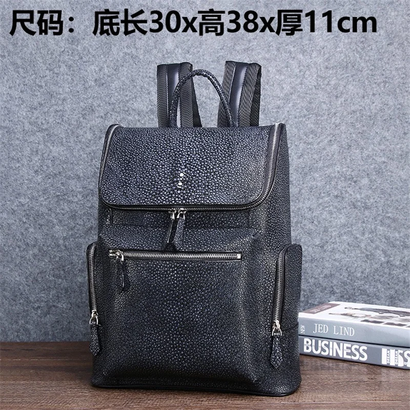 New Genuine Leather Men's Bag Backpack Couple's Computer Travel Bag Large Capacity Sky Star Devil Fish Student School Bag