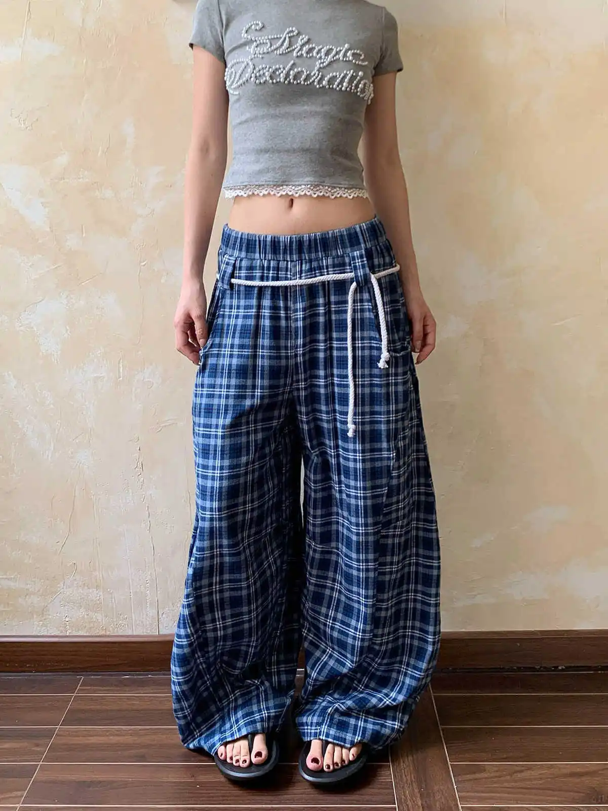

Women Khaki Wrap Skirt Long Pants Baggy Parachute Pants Harajuku Japanese 2000s Style Y2k Vintage Trousers Oversize Clothes New