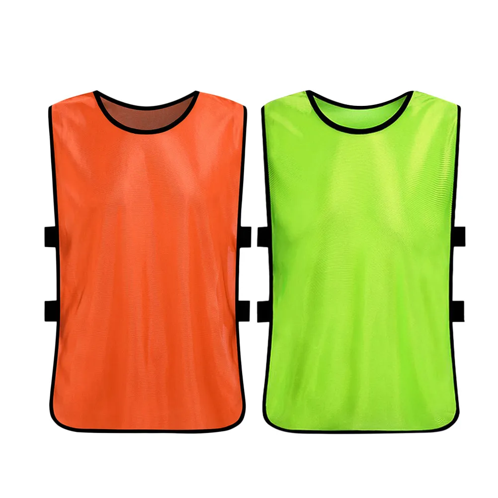2Pcs Football Training Vest Breathable Fast-Dry Fluorescent Green Orange Size L Team Sports Soccer Basketball Lacrosse Football