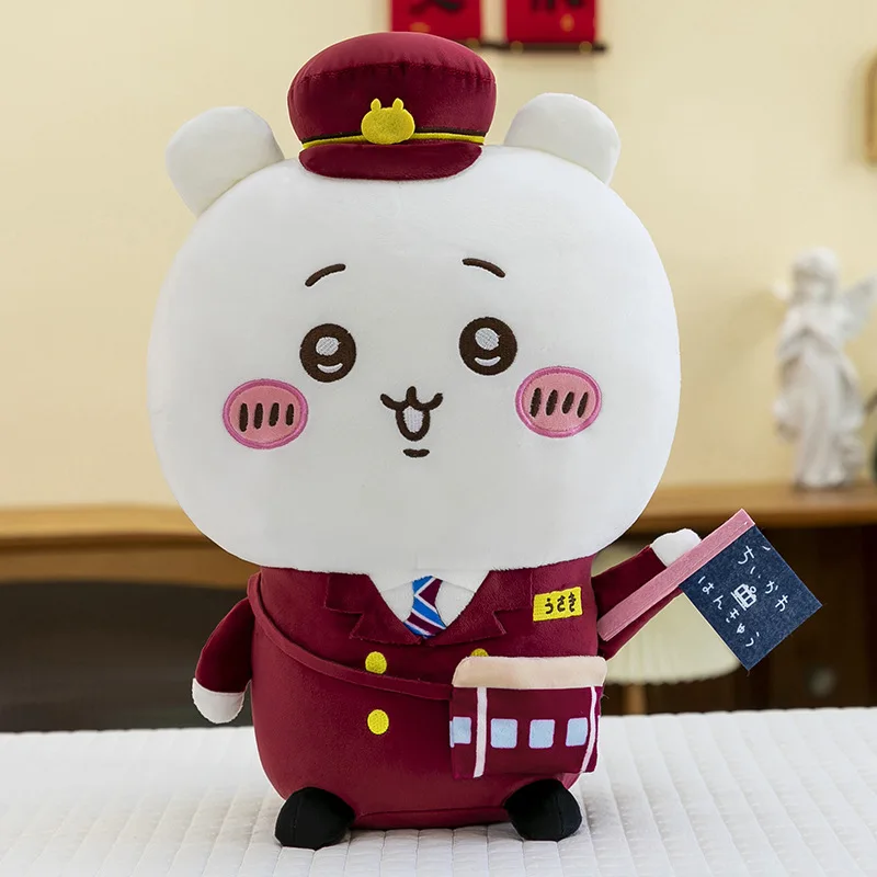 cute-55cm-chiikawa-usagi-train-attendant-cosplay-plush-doll-soft-stuffed-toy-kawaii-home-decor-gift-for-anime-collectors