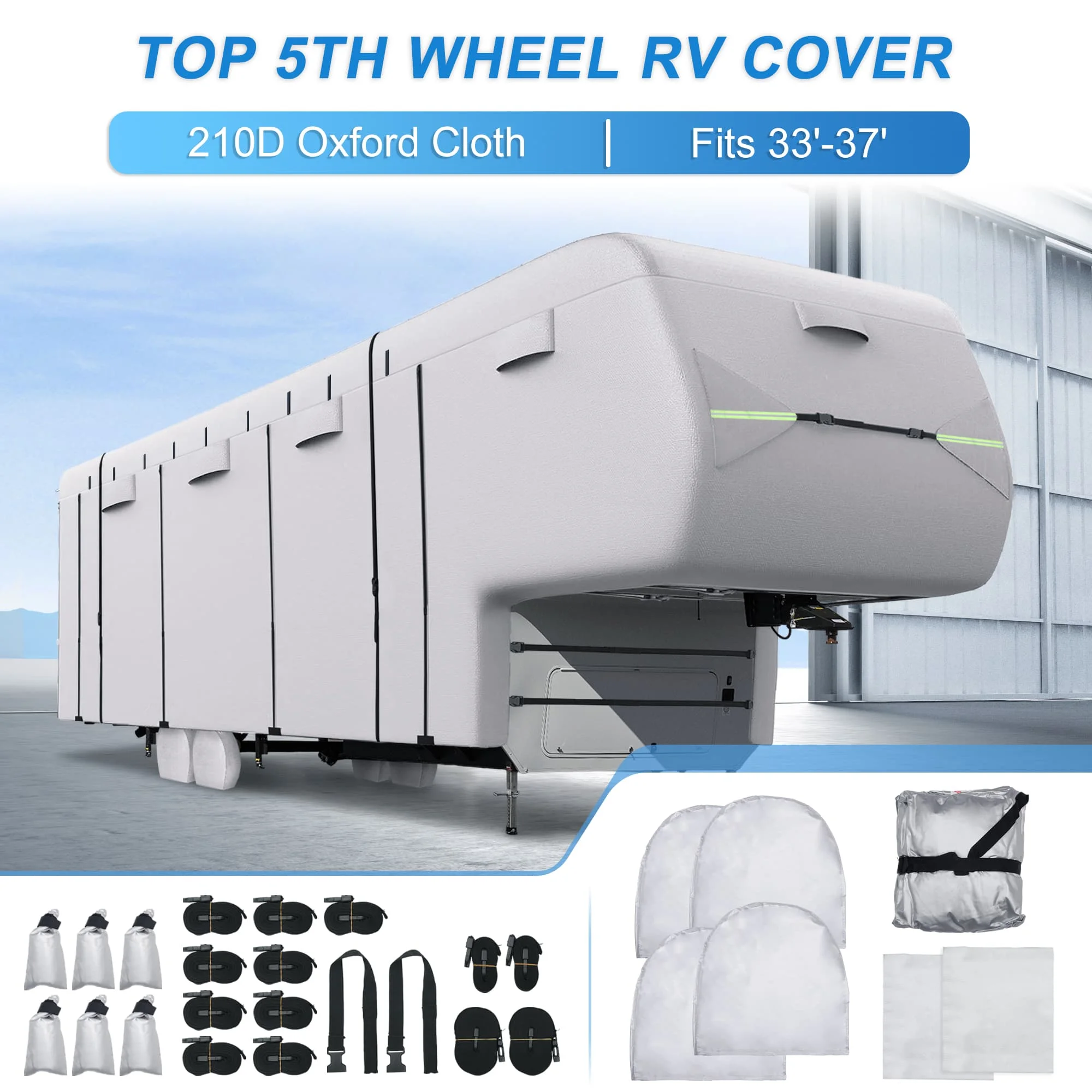 1 комплект водонепроницаемых крышек для автофургона на 5-й колесе подходит для крышки кемпера 33–37 дюймов, ветрозащитный, с защитой от УФ-излучения, с 4 чехлами для шин и 6 чехлами для желоба 1 комплект водонепроницаемых крышек для автофургона на 5-й колесе подходит для крышки кемпера 33–37 дюймов, ветрозащитный, с защитой от УФ-излучения, с 4 чехлами для шин и 6 чехлами для желоба