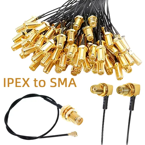 SMA/RP-SMA hembra a 1,13 conector hembra SMA a UFL/U.FL/Cable placa WIFI Cable de extensión de antena WiFi en espiral