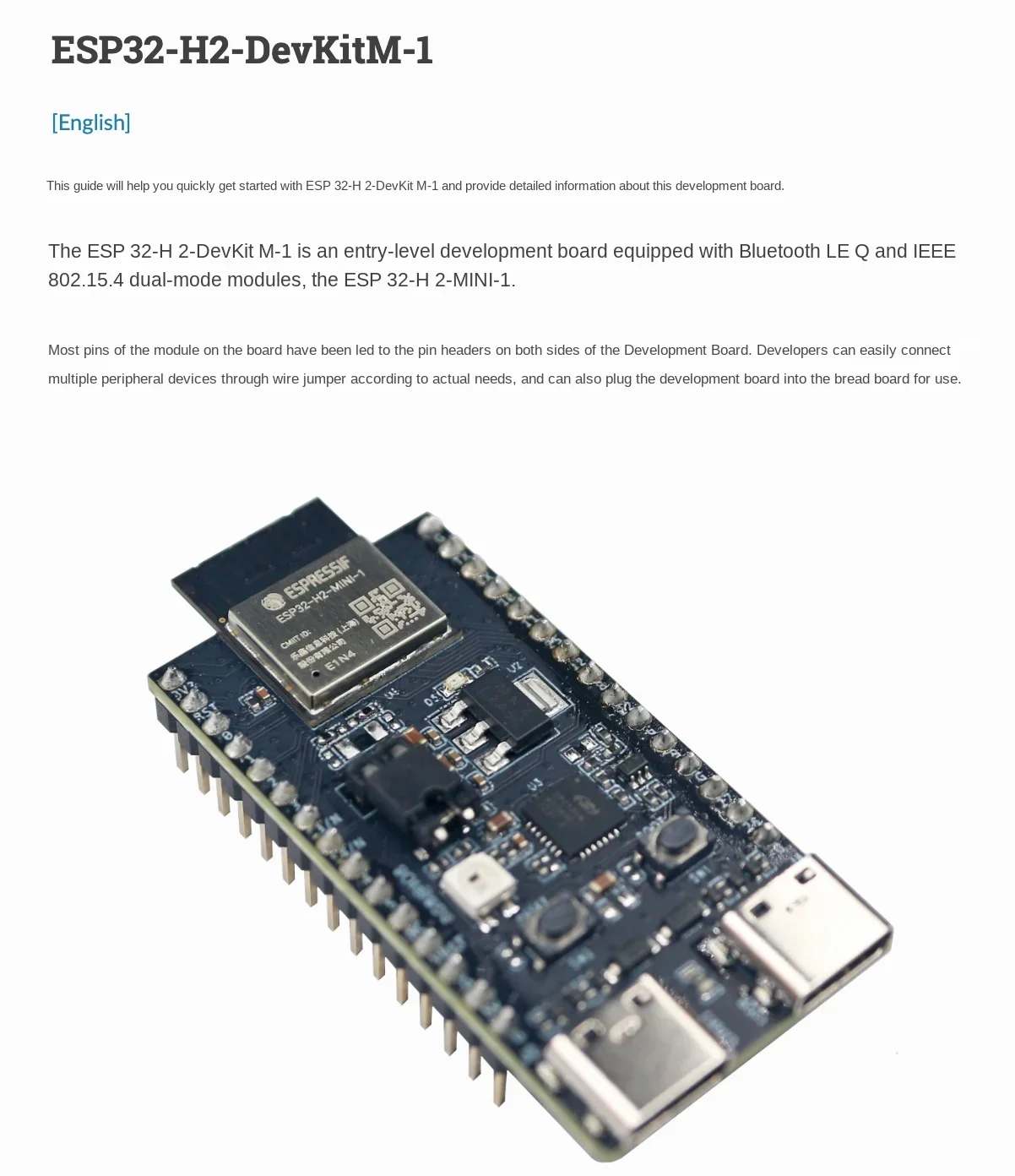 ESP32-H2-DevKitM-1 Extension Board Thread/Zigbee/BLE