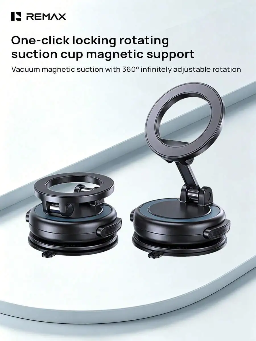 

One-Click Locking Rotating Vacuum Suction Cup Magnetic Phone Holder With 360° Adjustable Rotation