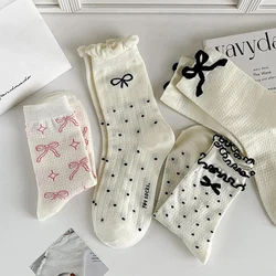 Kave 2024 Sweet Lolita Ballet Style Ultrathin Breathable Socks For Women Lace Bow Piles Of Socks Wholesale