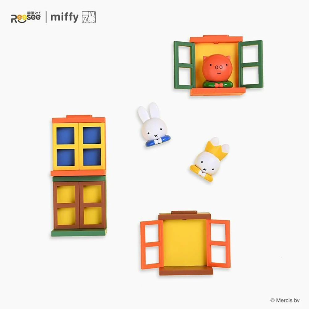 Caja ciega Kawaii Miffy, pegatina magnética para refrigerador, ventana apilable, figura desmontable para decoración del hogar, regalo coleccionable para niña