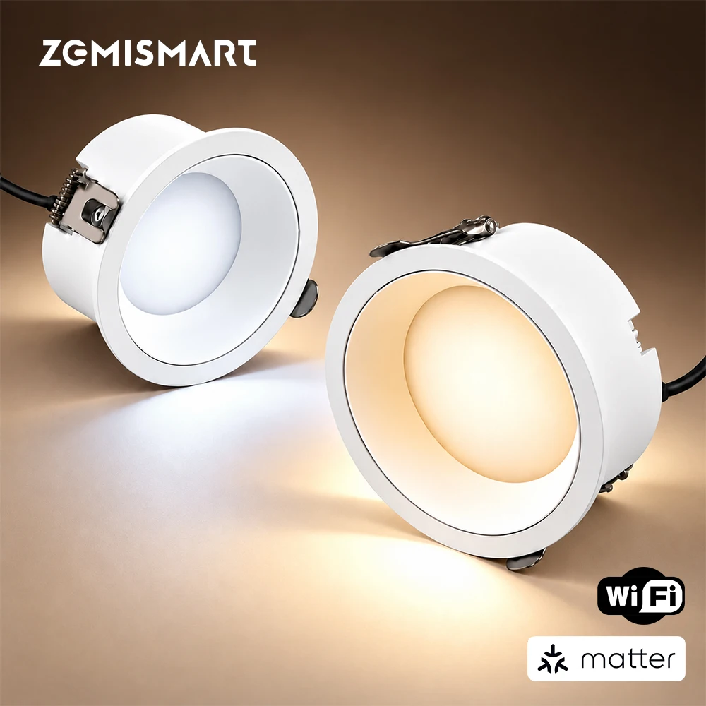 Matter over WiFi LED Downlight RGBCW Anti-Glare 9W 12W Smart Dimmable Light Works with Homekit Smartthings Alexa Google Home HA