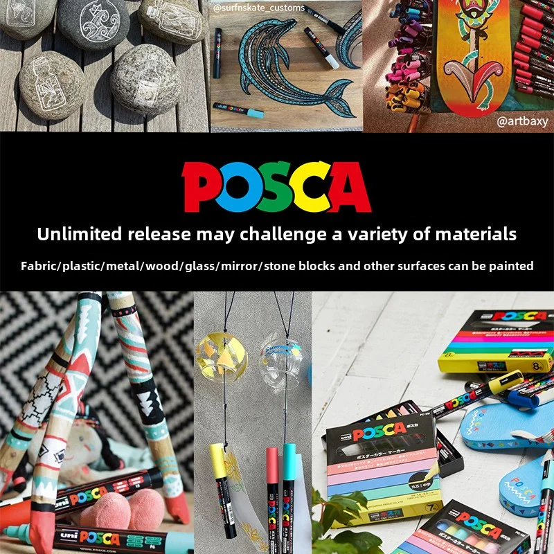 1 pcs UNI POSCA PC-3M 0.9-1.3mm acrylic marker pen with thin tip CD metal glass comic book drawing color pen Touch mark image 6