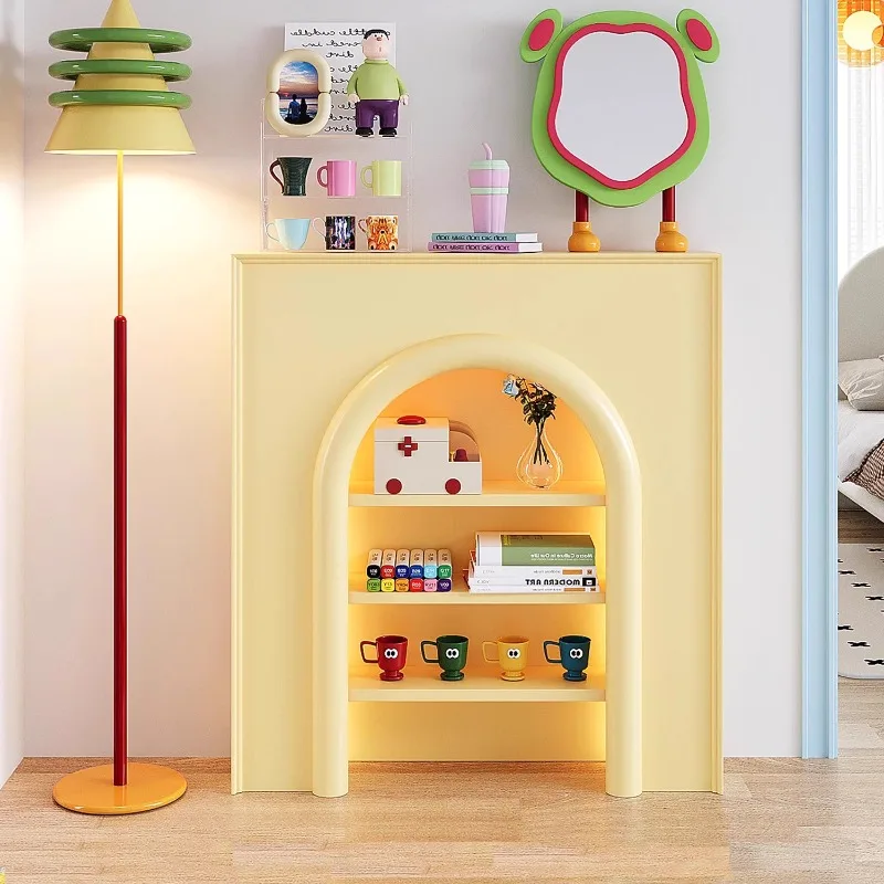 

Dopamine yellow fake fireplace decorative cabinet porch rack creative display cream side storage cabinet