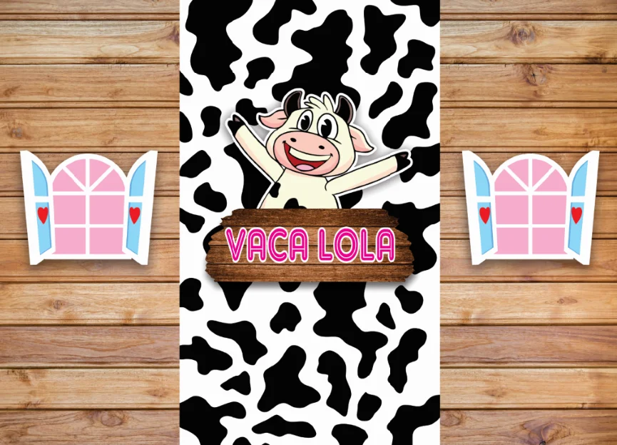 7x5FT Personalized Holy Cow Vaca Lola Pink Barn Happy Birthday La Grana Custom Photo Backdrops Backgrounds Vinyl 220cm x 150cm