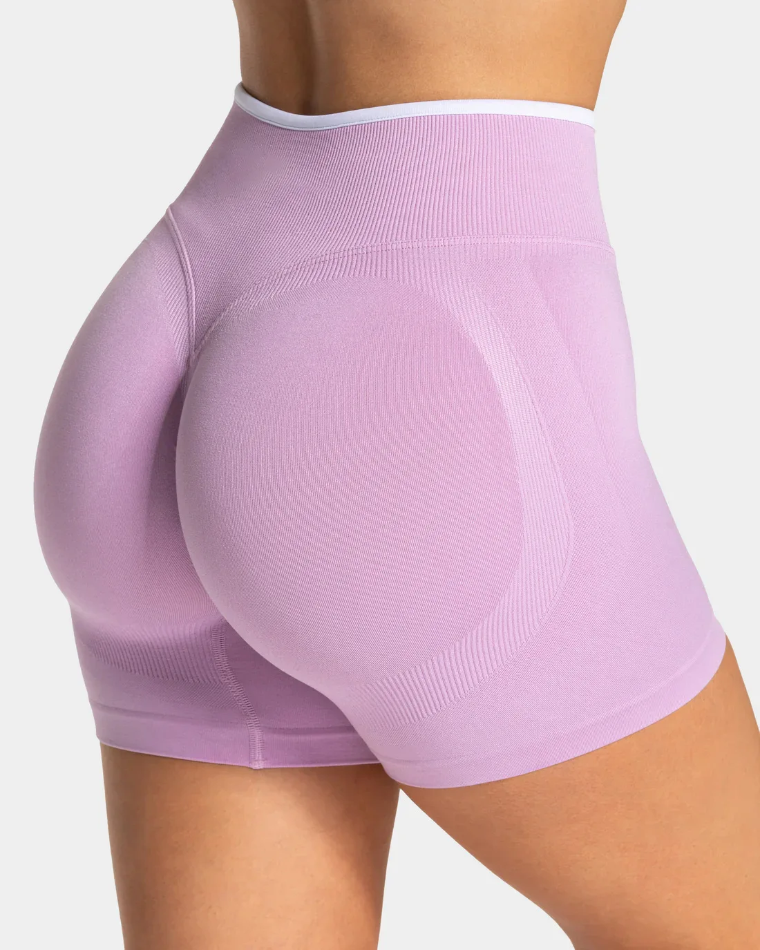 Nahtlose weiße Yogashorts mit Farbblock-Design für Damen, hohe Taille, Po-Lifting-Effekt, Workout-Gym-Shorts, Laufshorts, Leggings zum Einzeltragen – Detail 8
