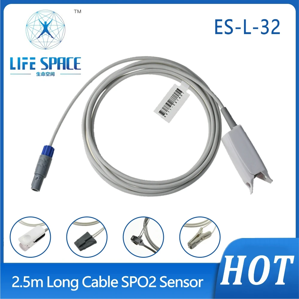 

ES-LA-32 Long Cable 2.5M Adult Child Neonate Oxygen Reusable Spo2 Sensor for patient monitor For COMEN Star8000 Digital Module