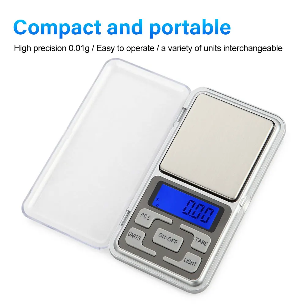 0.01g/500g Mini Digital Pocket Scales LCD Display for Diamond Weighting Gram Weight Scales Precision Pocket Digital Scale